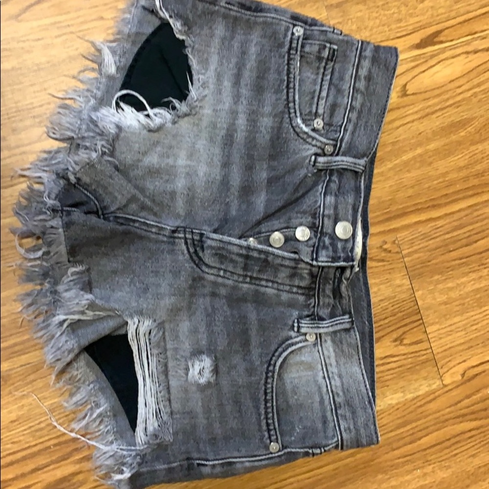 Free People Black Denim Shorts